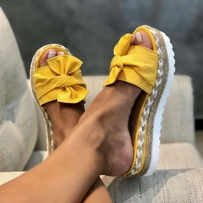 Low Wedge Flip Flops 2020 Summer Fashion Sandals Shoes Women Bow Summer Sandals Slipper Indoor Outdoor Flip-Flops Beach S