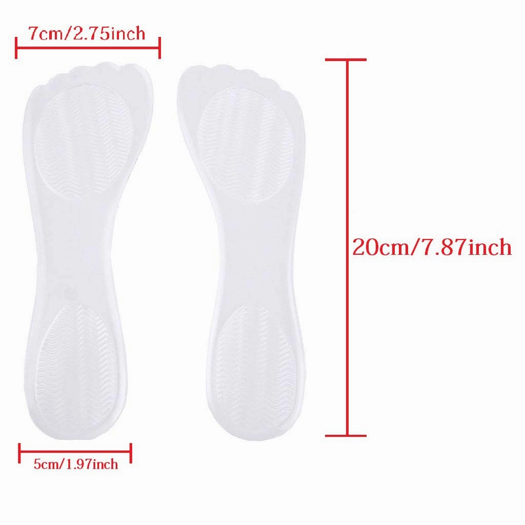 2 Pairs Silicone High Heel Everyday Insoles, Massage Foot Cushion, Soft Gel Shoe Insert Pads for Pain Relief, Length: 21cm, Transparent Sandals For Sweaty Feet