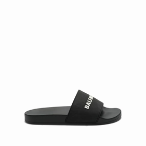 Platform Sandals From The 90s 3D Logo Rubber Pool Slide Sandal in Black/White