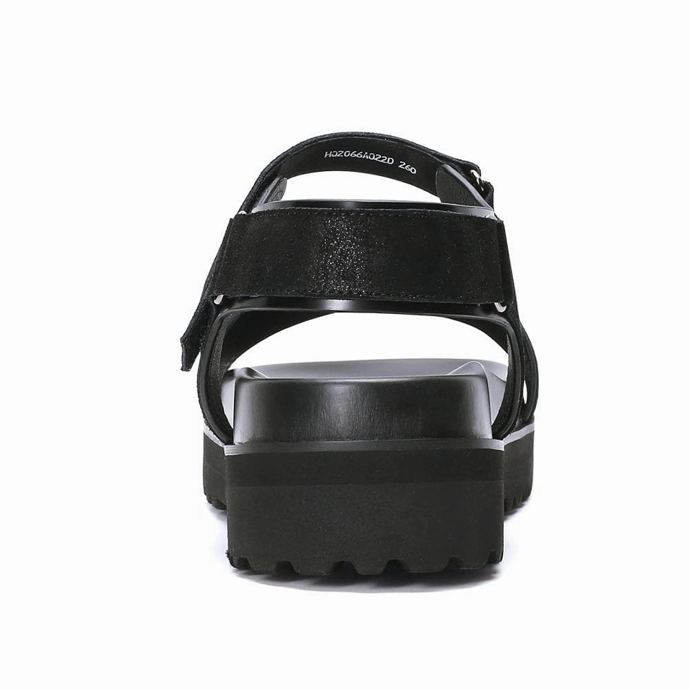 Korean Fashion Flat Shoes 6 CM / 2.36 Inches Taller - CMR CHAMARIPA Elevator Sandals Black Leather Height Increasing Slipper Fashion Casual Slip On Elevator Shoes