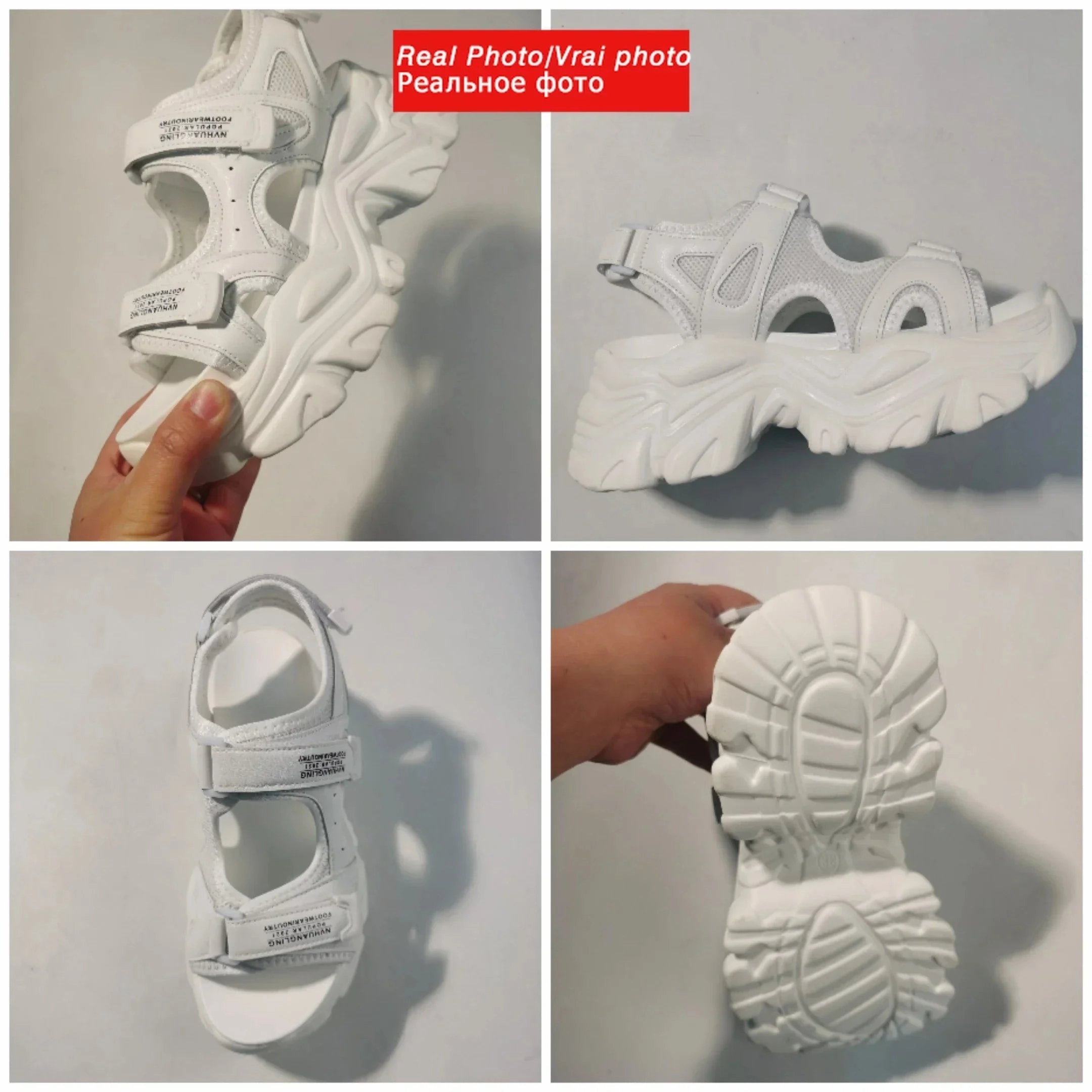 Cloth Sandals 8cm Women Sandals Platform Thick Sole Chunky Shoes Platform Ins Casual Summer Shoes Sandals Beige Black Comfortable