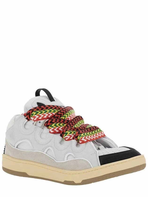 'Curb' Sneakers With Multicolor Laces In Leather White Unisex Chris Martin Sneakers