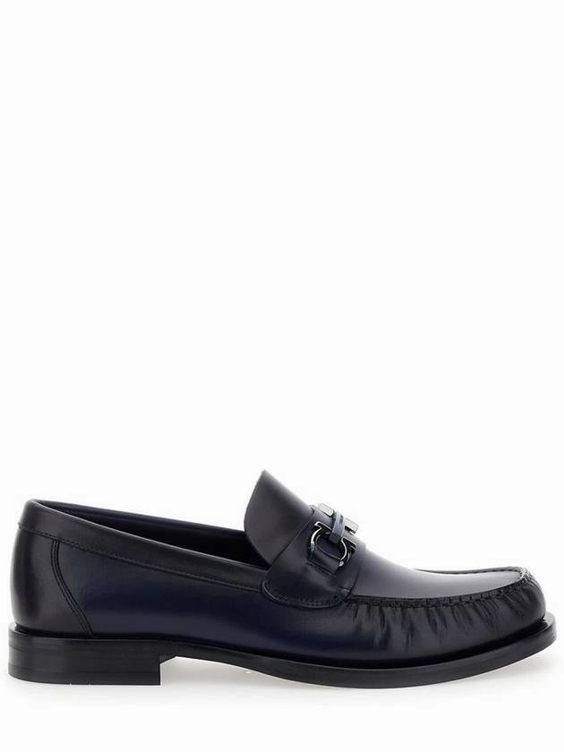 Gold Loafers 'Fort' Blue Slip-On Loafers With Gancini Detail In Brushed Leather Man
