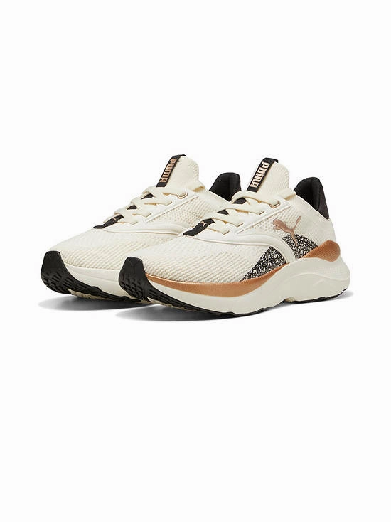 .PUMA SOFTRIDE Mayve Leopard II Women's Running Shoes - WARM WHITE/GOLD/BLACK -(310494 01) - MAV - R1L3 Puma Sports Style Shoes