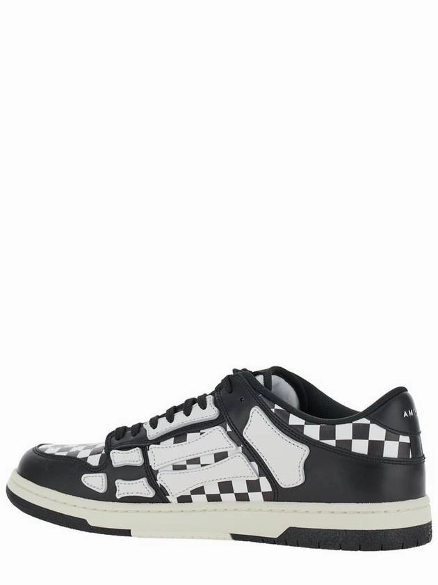 'Skel Top Low' Black And White Bi-Color Sneakers With Skeleton Patch With Check Motif In Leather Man Sneakers With Wheels