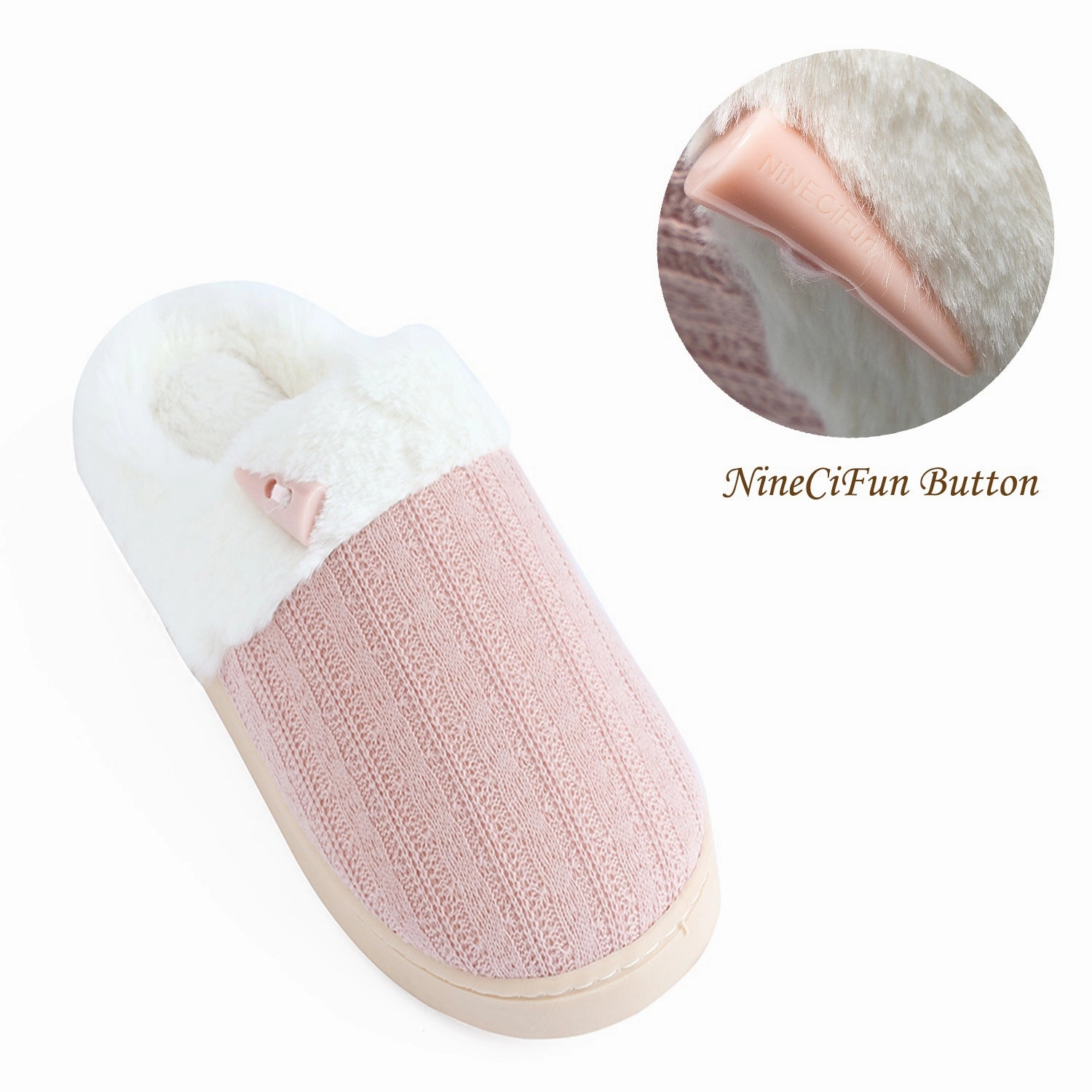 NineCiFun Women's Slip on Fuzzy Slippers Outdoor House Slippers Cotton Knit Best Pregnancy Slippers