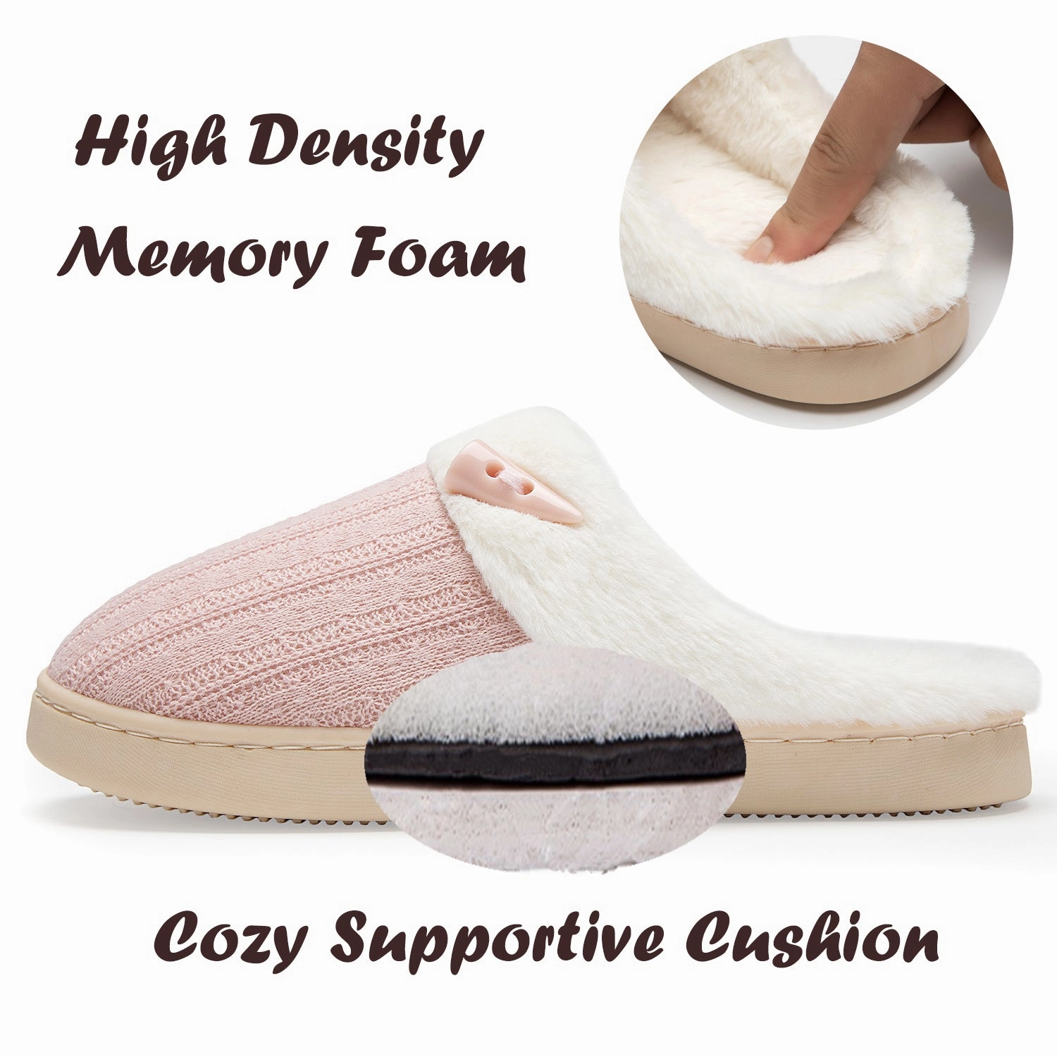 Yellow Slippers NineCiFun Women's Slip on Fuzzy Slippers Outdoor House Slippers Cotton Knit