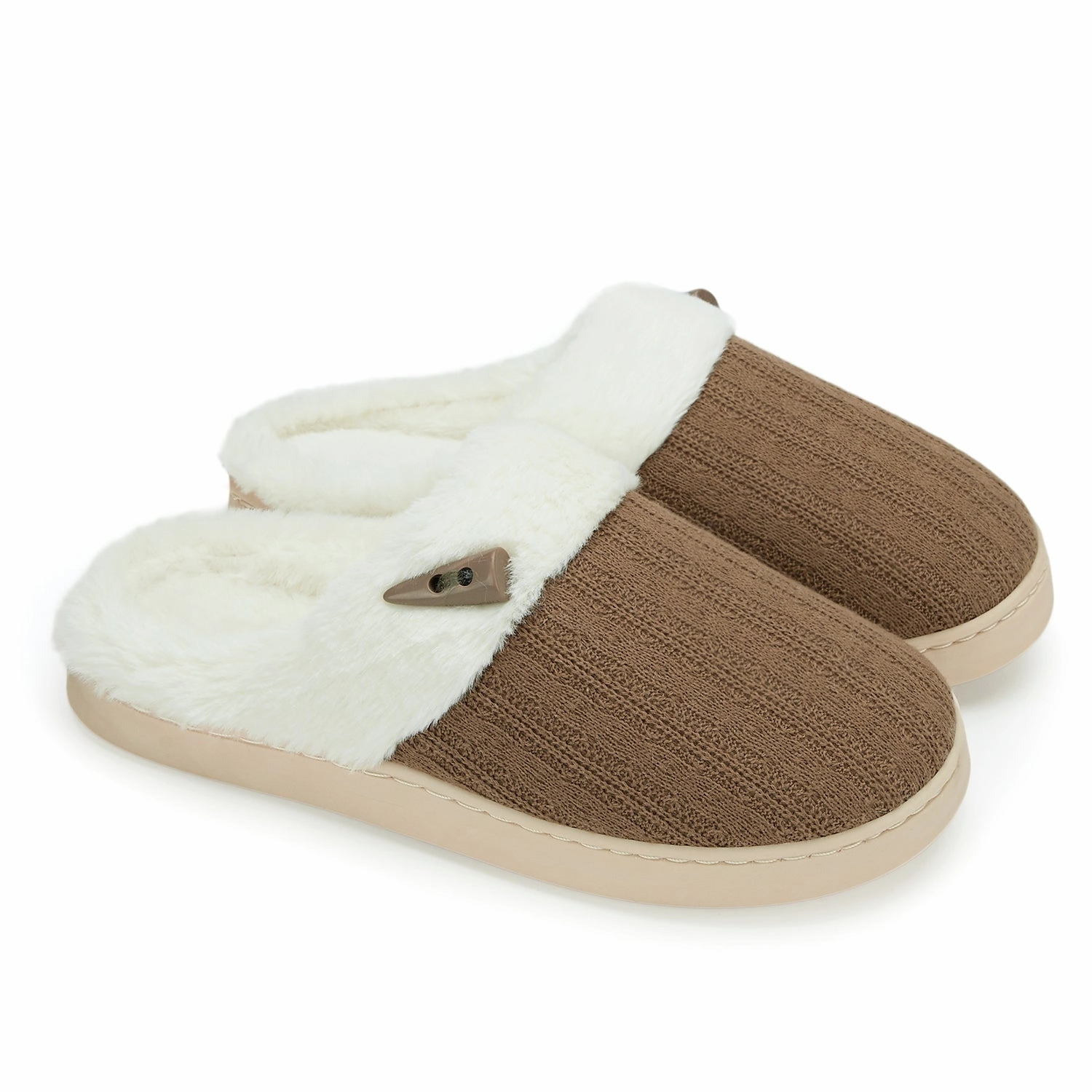 NineCiFun Women's Slip on Fuzzy Slippers Outdoor House Slippers Cotton Knit Cozy Slippers With Nut In Logo Nyt