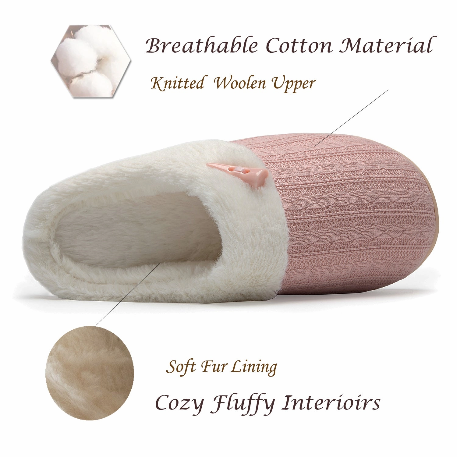 NineCiFun Women's Slip on Fuzzy Slippers Outdoor House Slippers Cotton Knit O Dem Golden Slippers