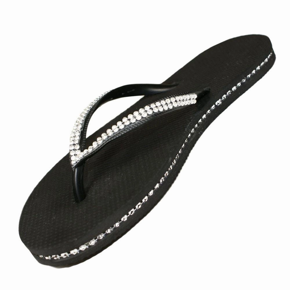 Ladies Womens Plain Diamante Sparkle Flip Flops Solei Flip Flops