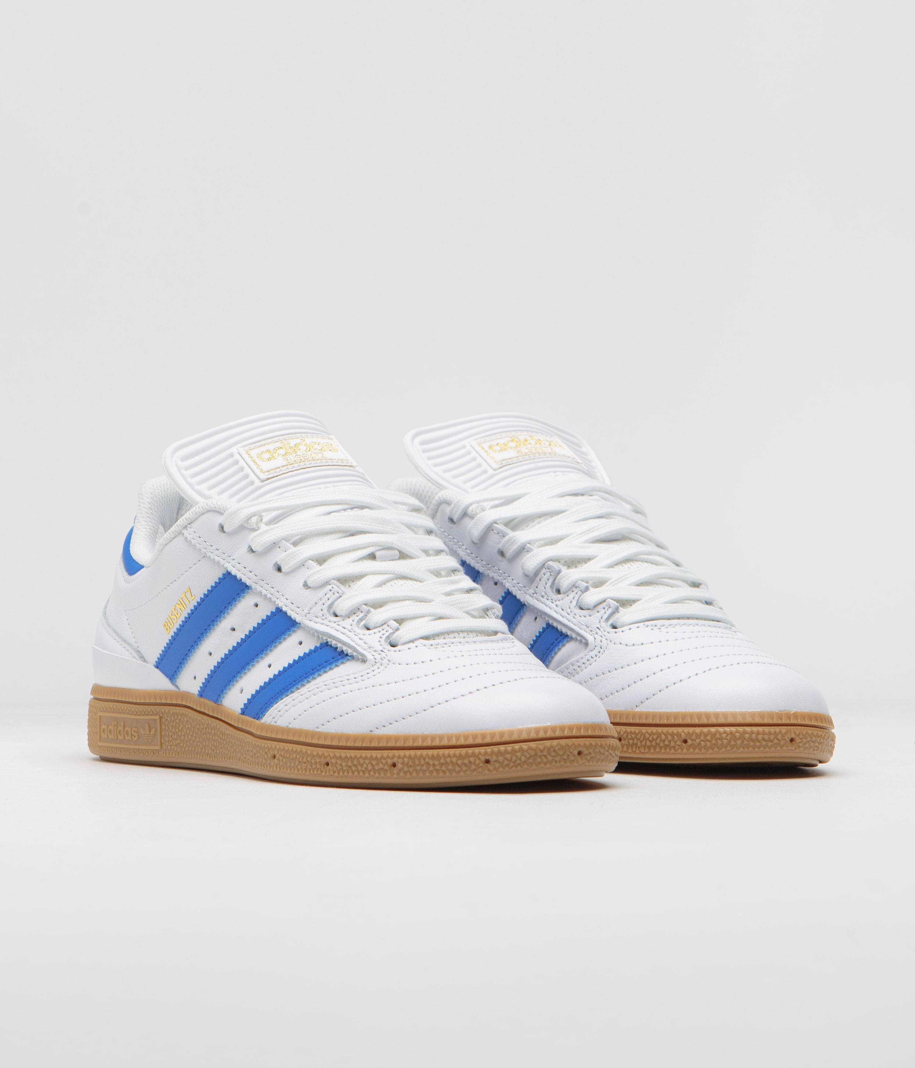 Adidas Busenitz Shoes - FTWR White / Bluebird / Gold Metallic Adidas Foam Runner Shoes