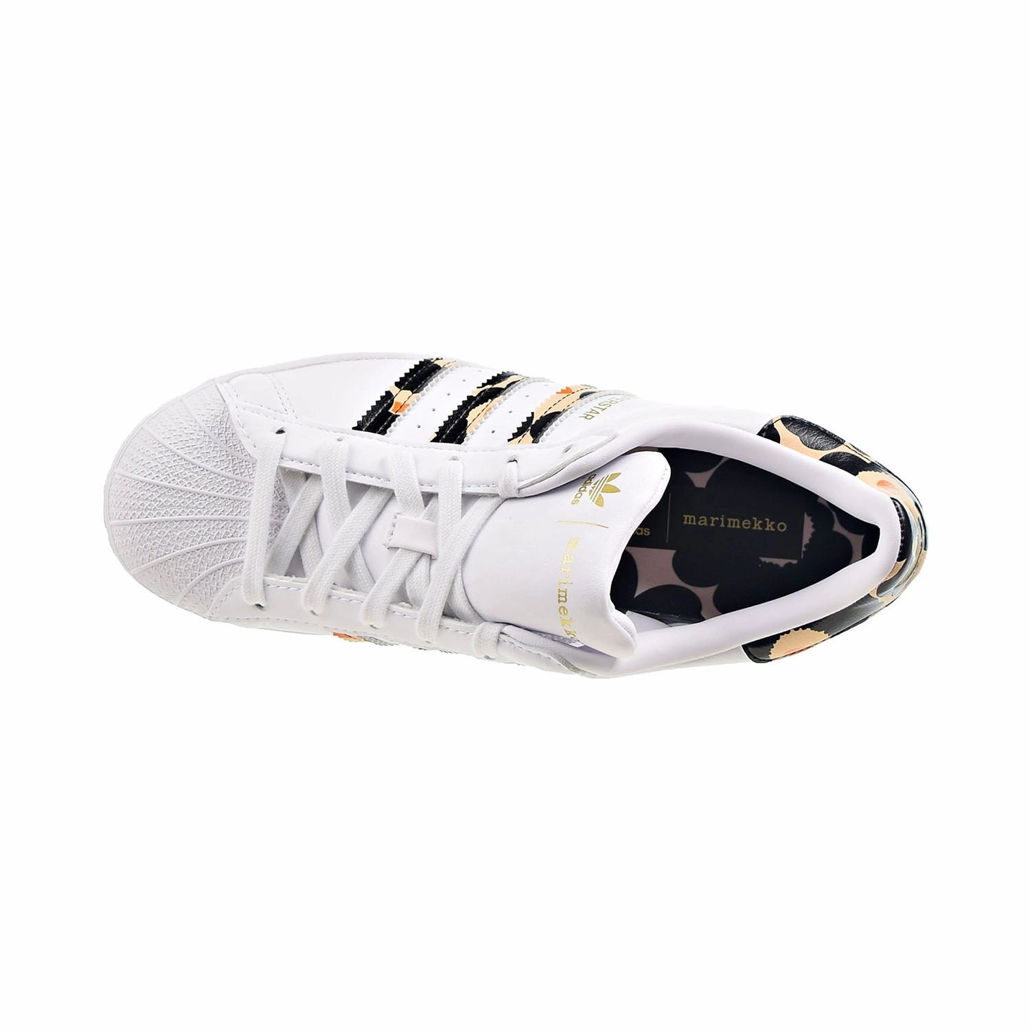 Cheer Shoes Adidas Adidas Marimekko Superstar Women's Shoes Cloud White-Core Black-Gold Metallic