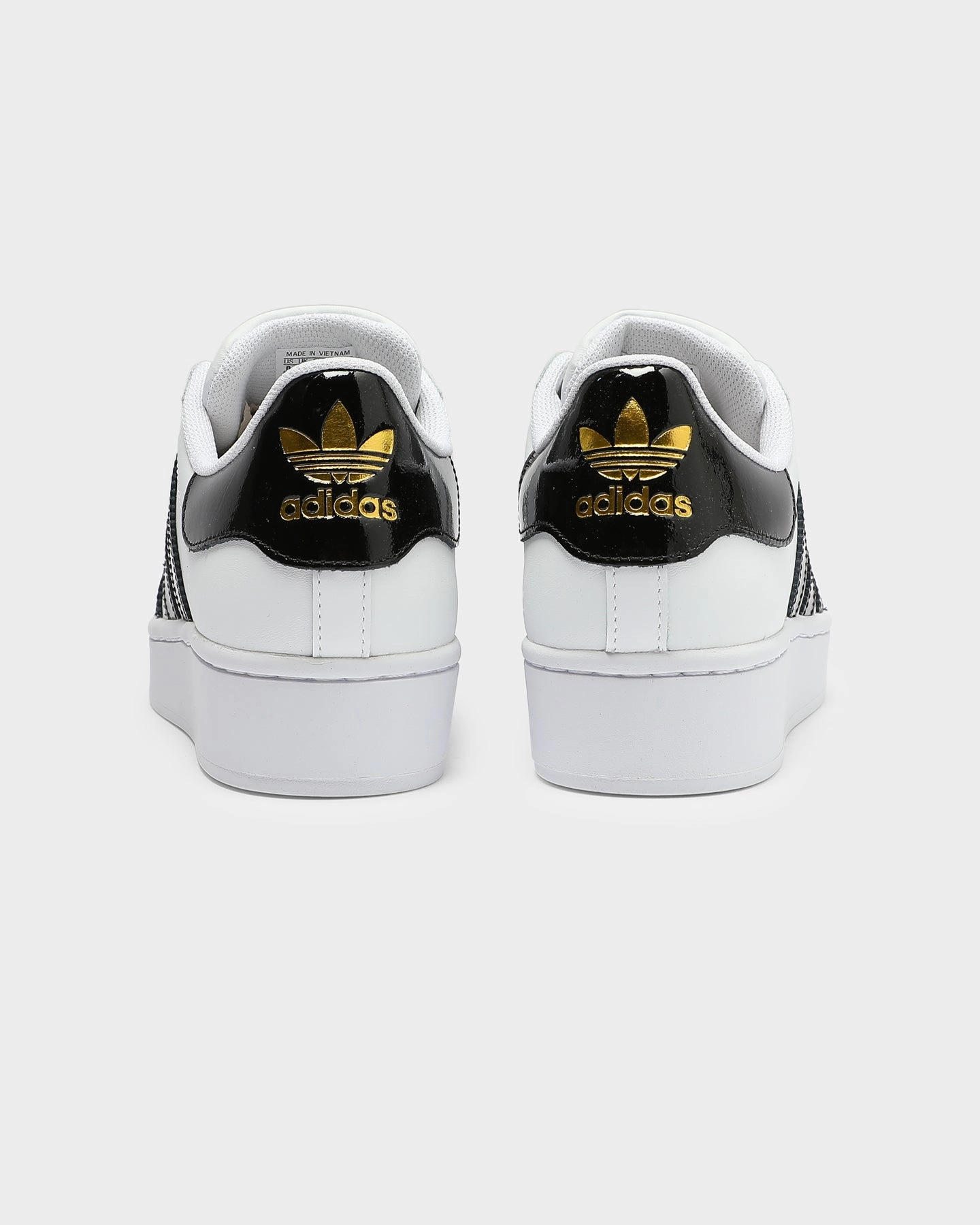 Adidas Women's Superstar Bold White/Black/Gold Adidas Originals Tennis Shoes