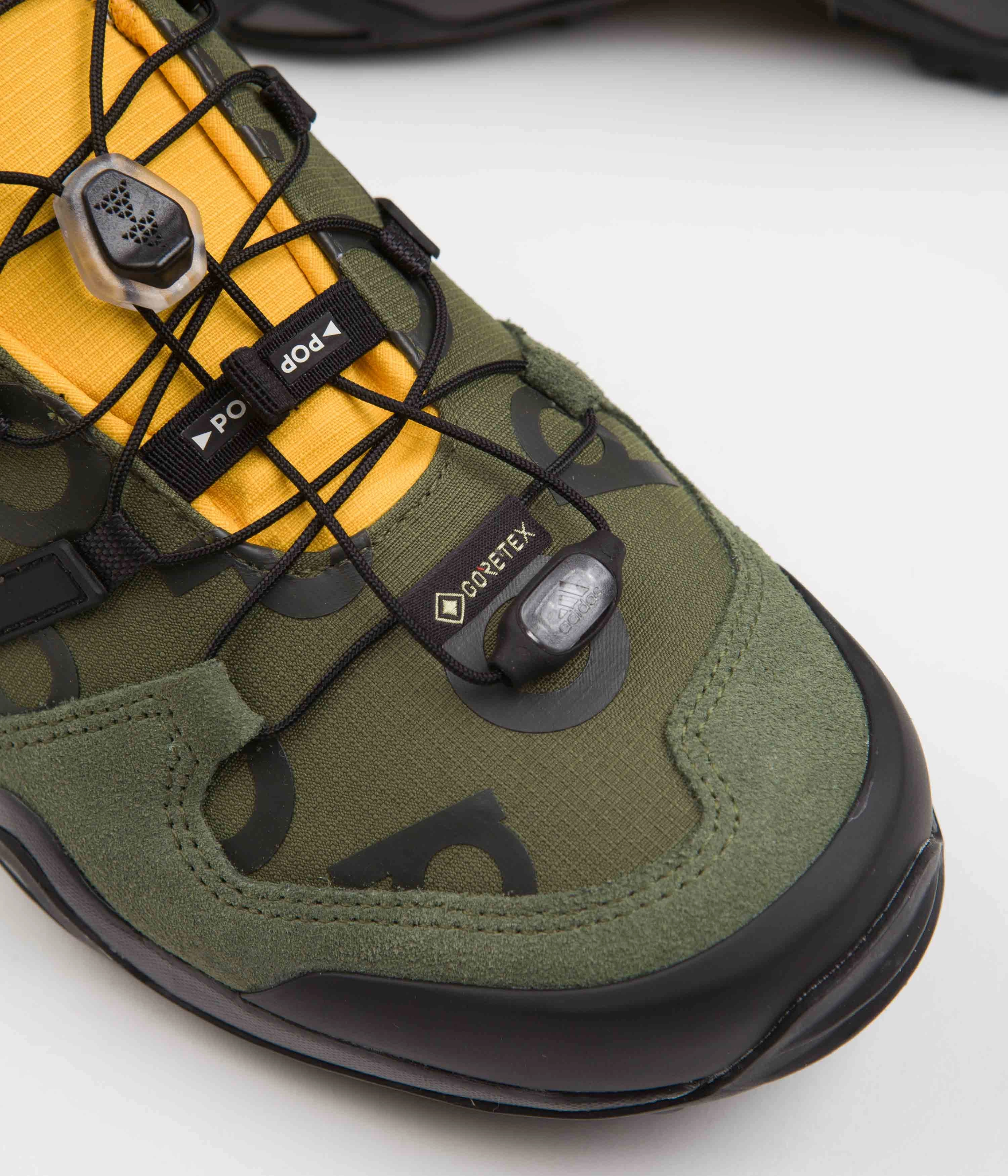 Adidas x Pop Trading Company Swift R2 GTX Shoes - Wild Pine / Core Black / Semi Solar Yellow Taekwondo Adidas Shoes