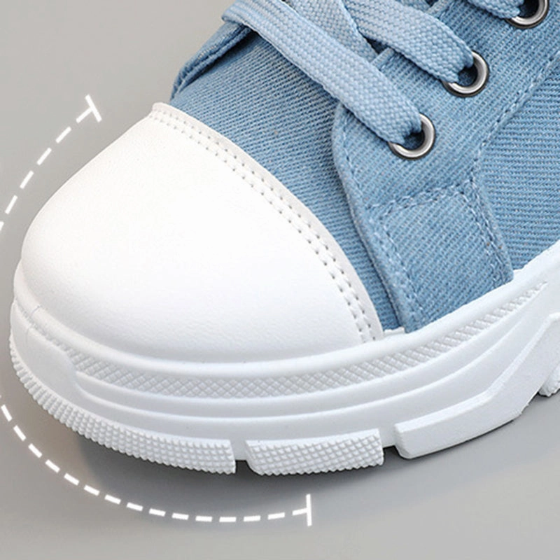 Custom Sneakers Near Me Women's denim canvas lace-up platform sneakers