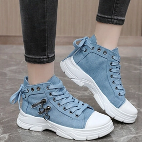 Women's denim canvas lace-up platform sneakers Russell Westbrook Sneakers