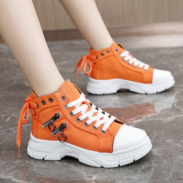 Women's denim canvas lace-up platform sneakers Sneakers Walking
