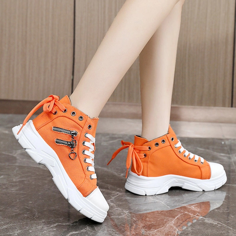 Women's denim canvas lace-up platform sneakers Adult Sneakers