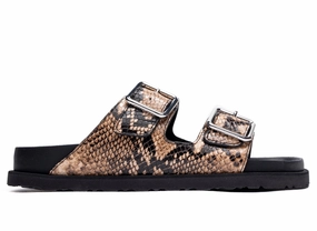 Birkenstock Arizona Lined 1774 in Natural Snake Brown Sandals Guess