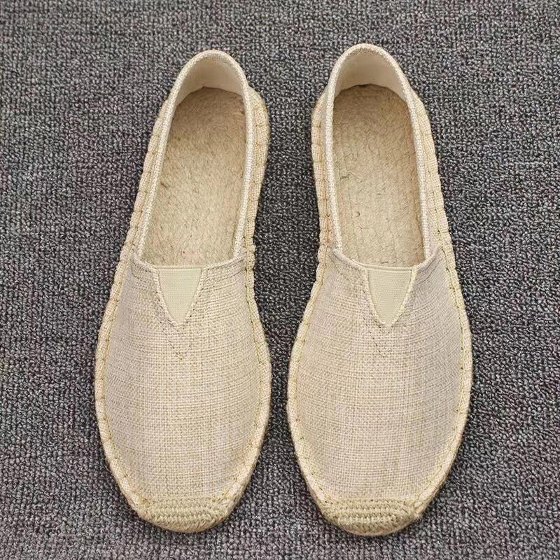 Aidase New Men Fashion Flats Plimsolls Solid Canvas Shoes Casual Linen Loafers Lovers Shoes Male hemp Espadrille Fisherman Shoes Dillards Casual Shoes