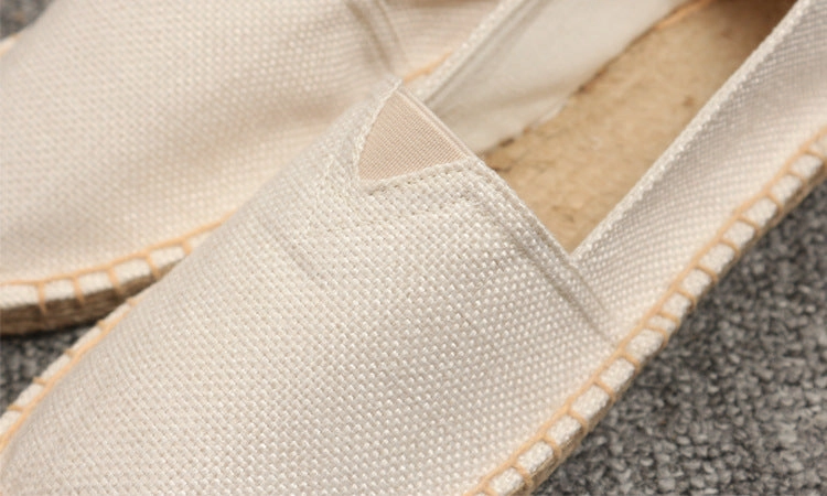 Aidase New Men Fashion Flats Plimsolls Solid Canvas Shoes Casual Linen Loafers Lovers Shoes Male hemp Espadrille Fisherman Shoes Motorcycle Casual Shoes