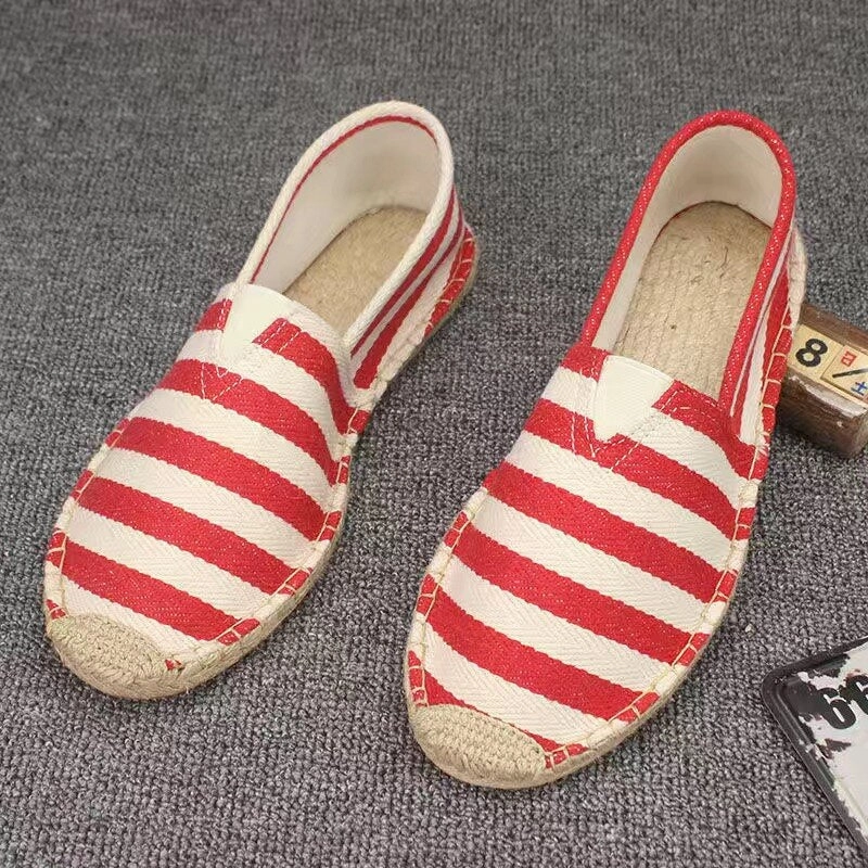 Aidase New Men Fashion Flats Plimsolls Solid Canvas Shoes Casual Linen Loafers Lovers Shoes Male hemp Espadrille Fisherman Shoes Colorado Casual Shoes