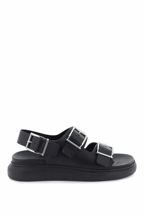 Alexander mcqueen leather sandals with maxi buckles Mahabis Slippers