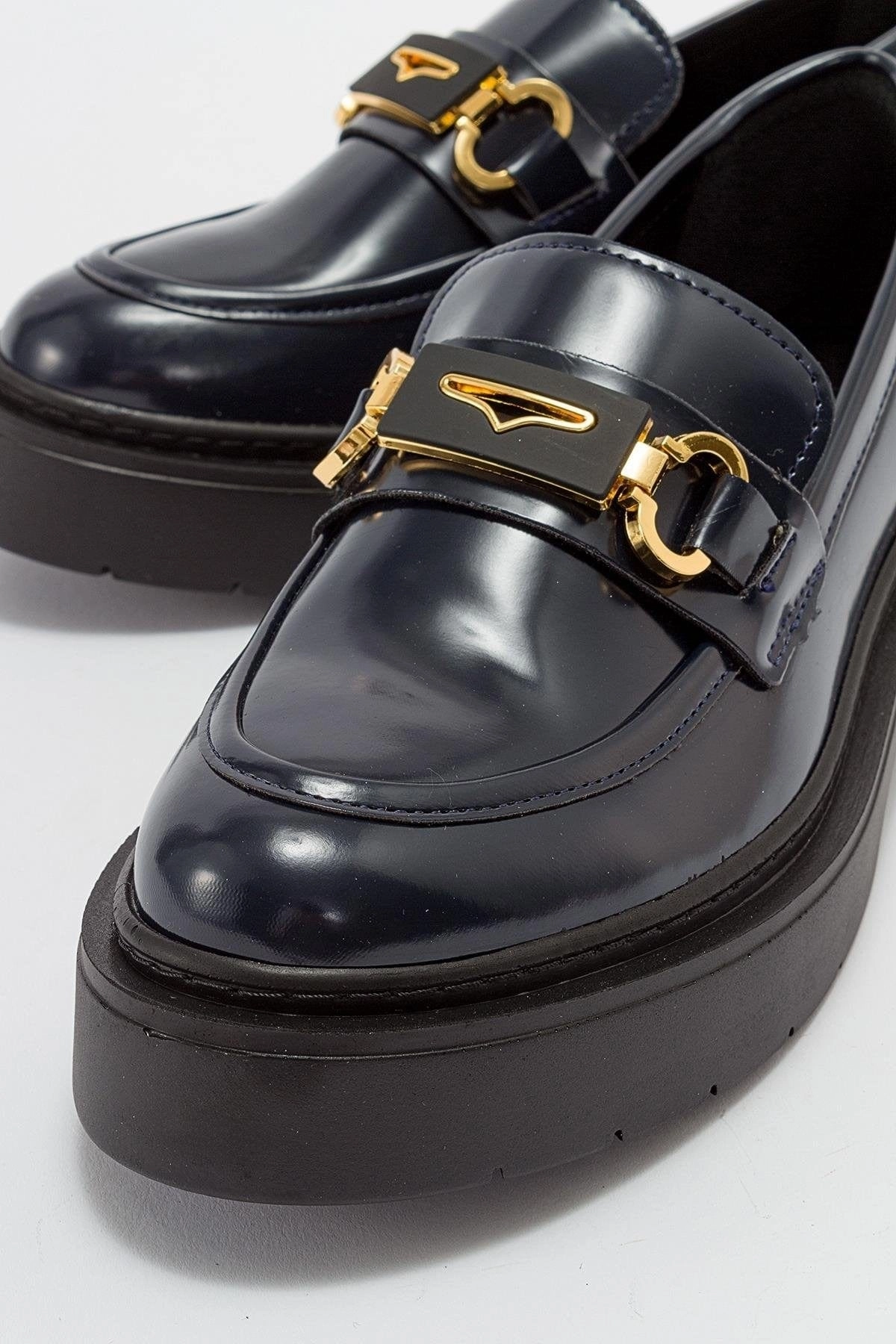 Boat Shoes Vs Loafers Simone Vegan Leather Bit Platform Loafers | Navy Patent