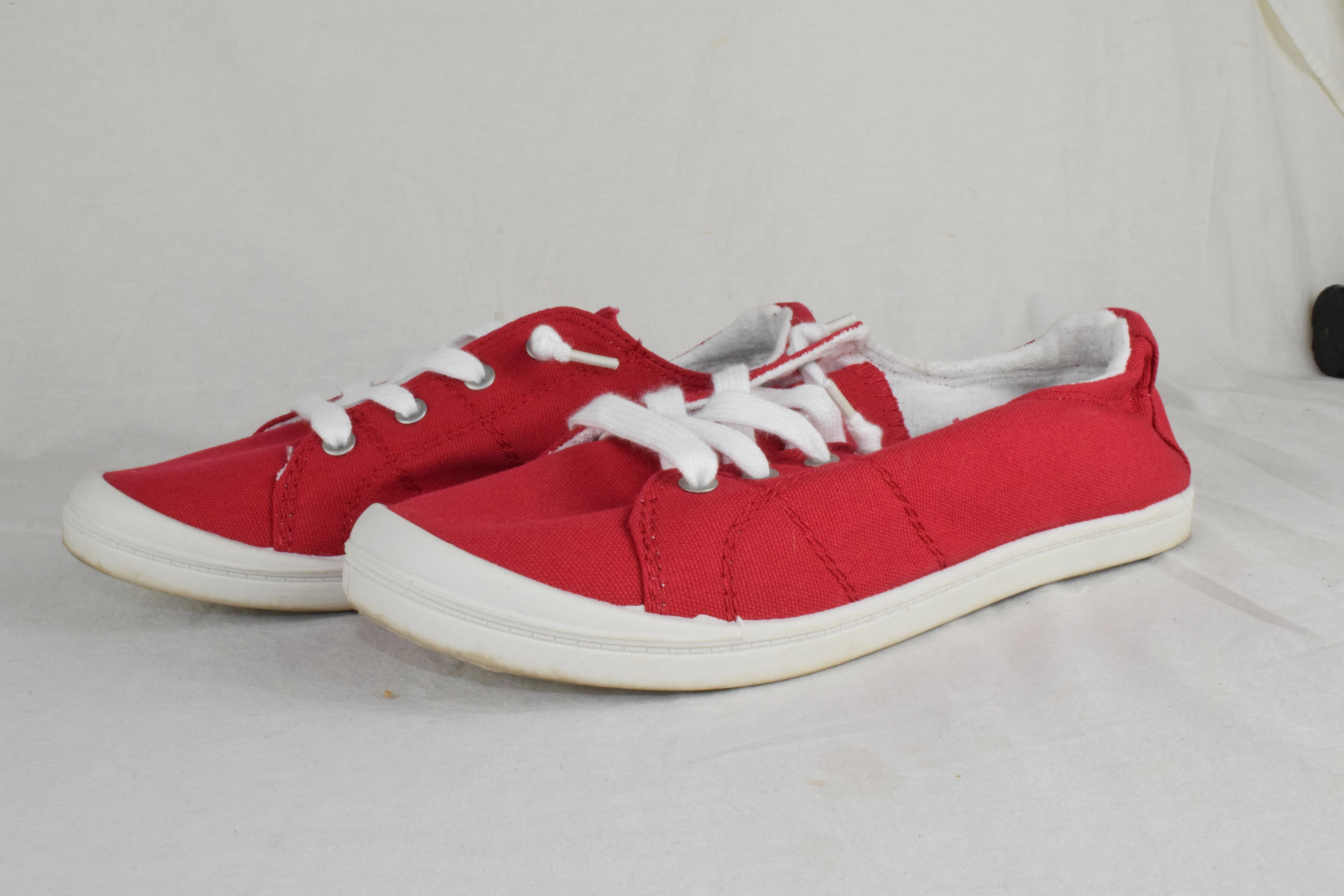 Orthopedic Walking Shoes For Flat Feet Soda Flat Women Shoes Linen Canvas Slip On comfy Sneakers Lace Up Red Size 10