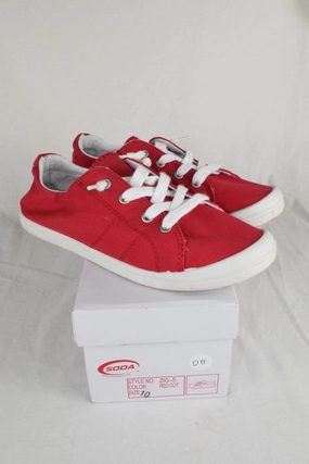 Flat Shoes Better For Feet Soda Flat Women Shoes Linen Canvas Slip On comfy Sneakers Lace Up Red Size 10