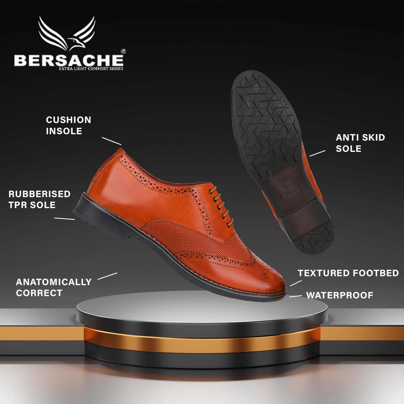 Bersache Comfortable Formal Outdoor Stylish Officewear Partywear Shoes For Men 9099 (Brown) Bifl Slippers