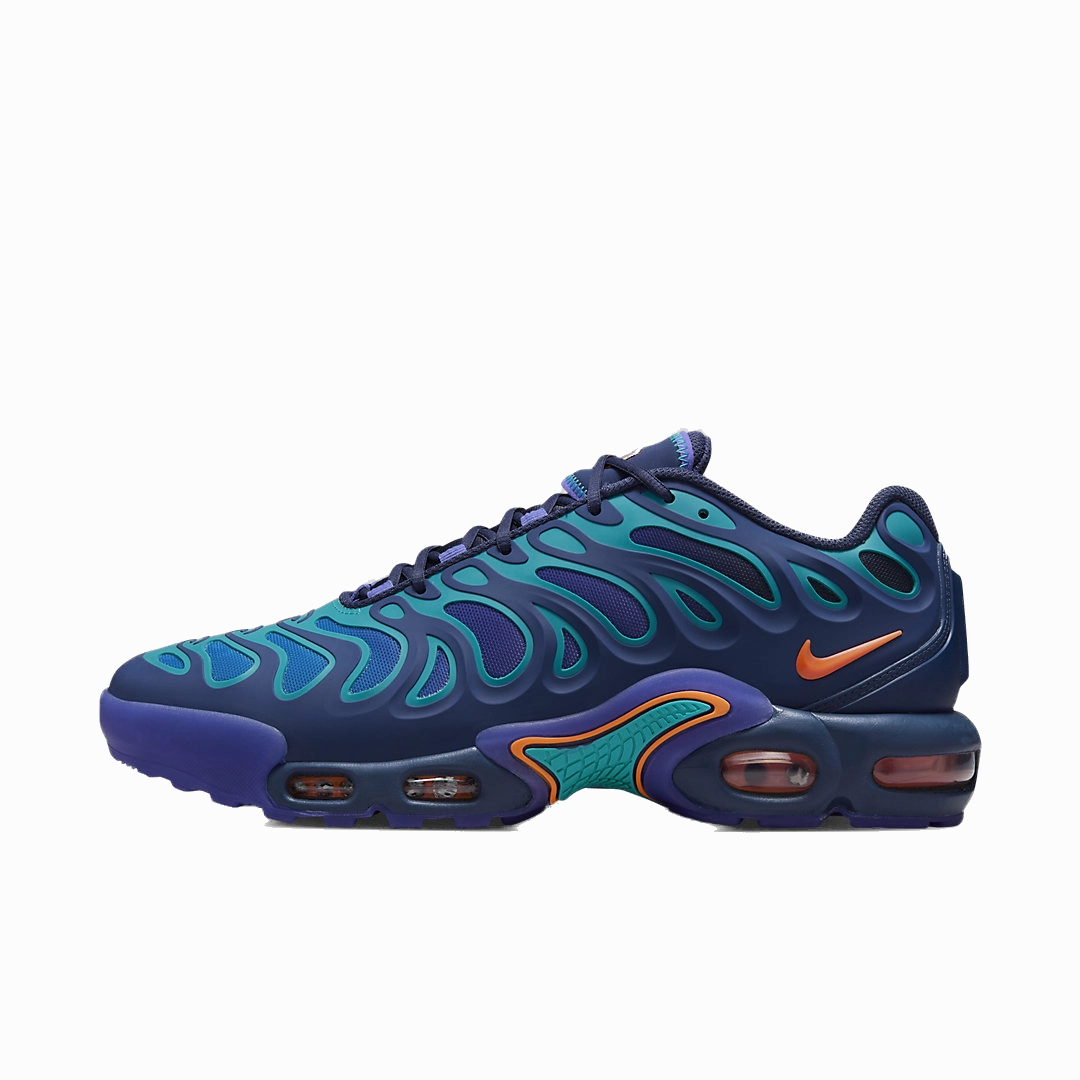 Nike Men's Air Max Plus Drift Shoes - Midnight Navy / Dusty Cactus / Persian Violet / Total Orange Asics Shoe Lineup