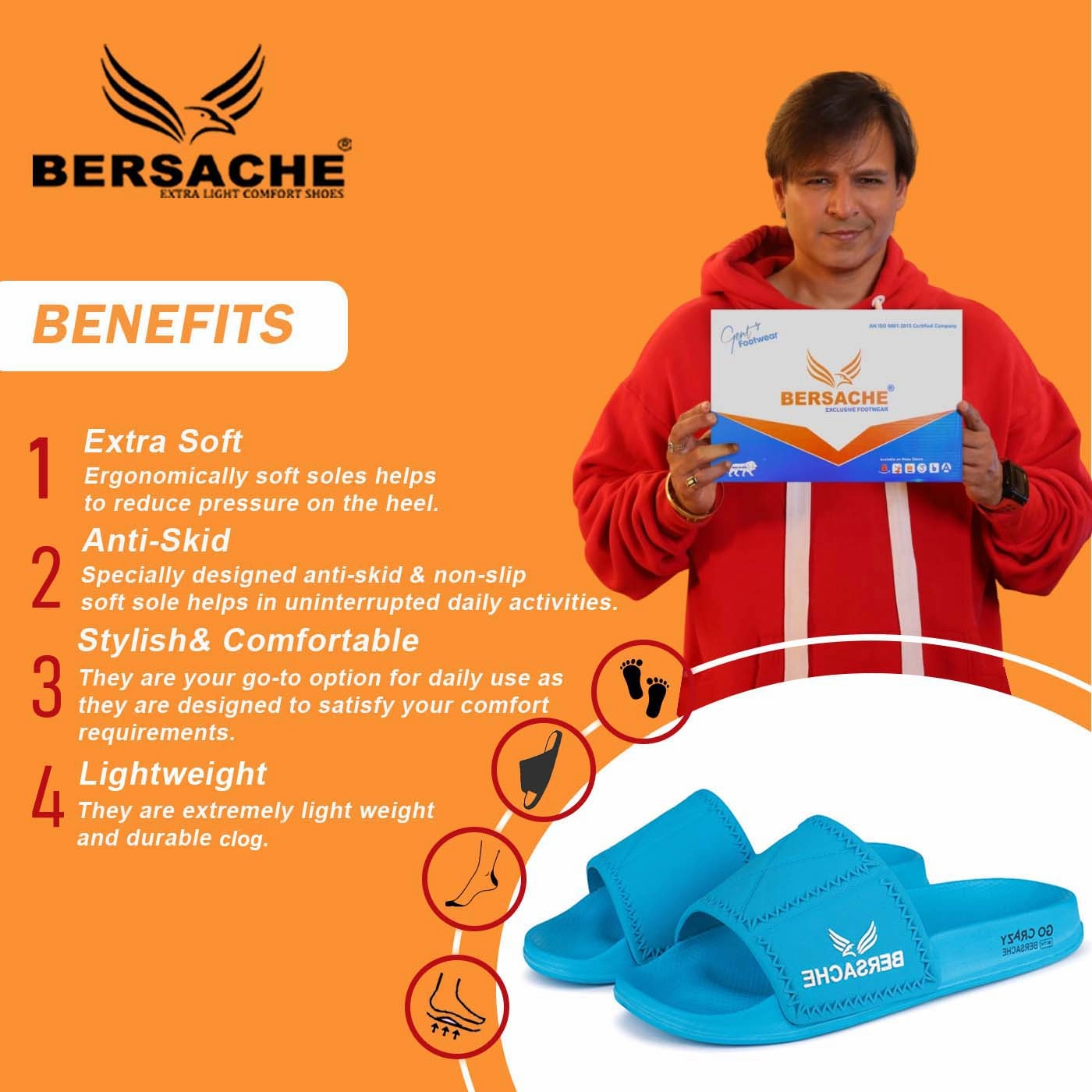 Vionic Sadie Slippers Bersache Extra Soft Classic Casual with  Regular wear with Ultra Soft & Flexibility Technology Clogs for Men's & Boy's 6042 (Blue)