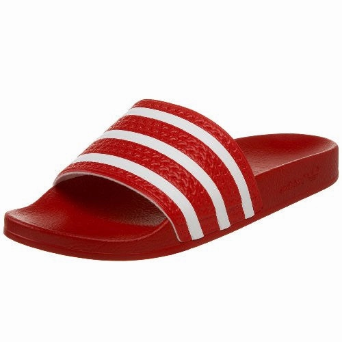 Adidas Predator Football Shoes adidas Originals Men's Adilette Slide Sandal,Scarlet/White/Scarlet,10 M US