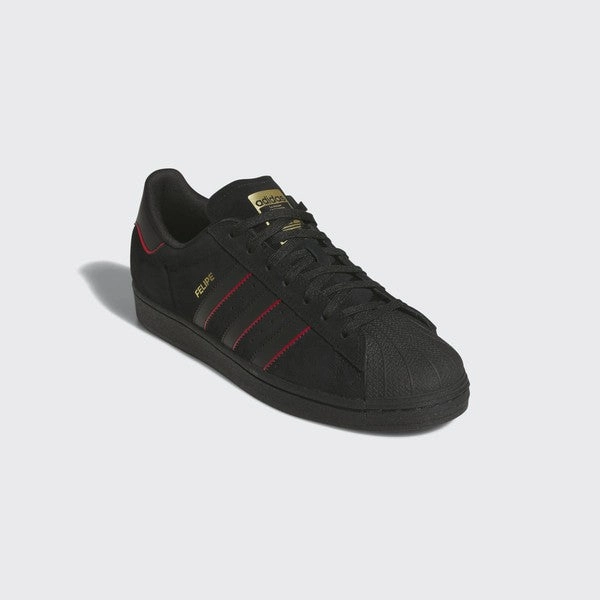 Adidas x Felipe Gustavo Superstar ADV Core Black - Better Scarlet - Gold Metallic Adidas Beach Shoes