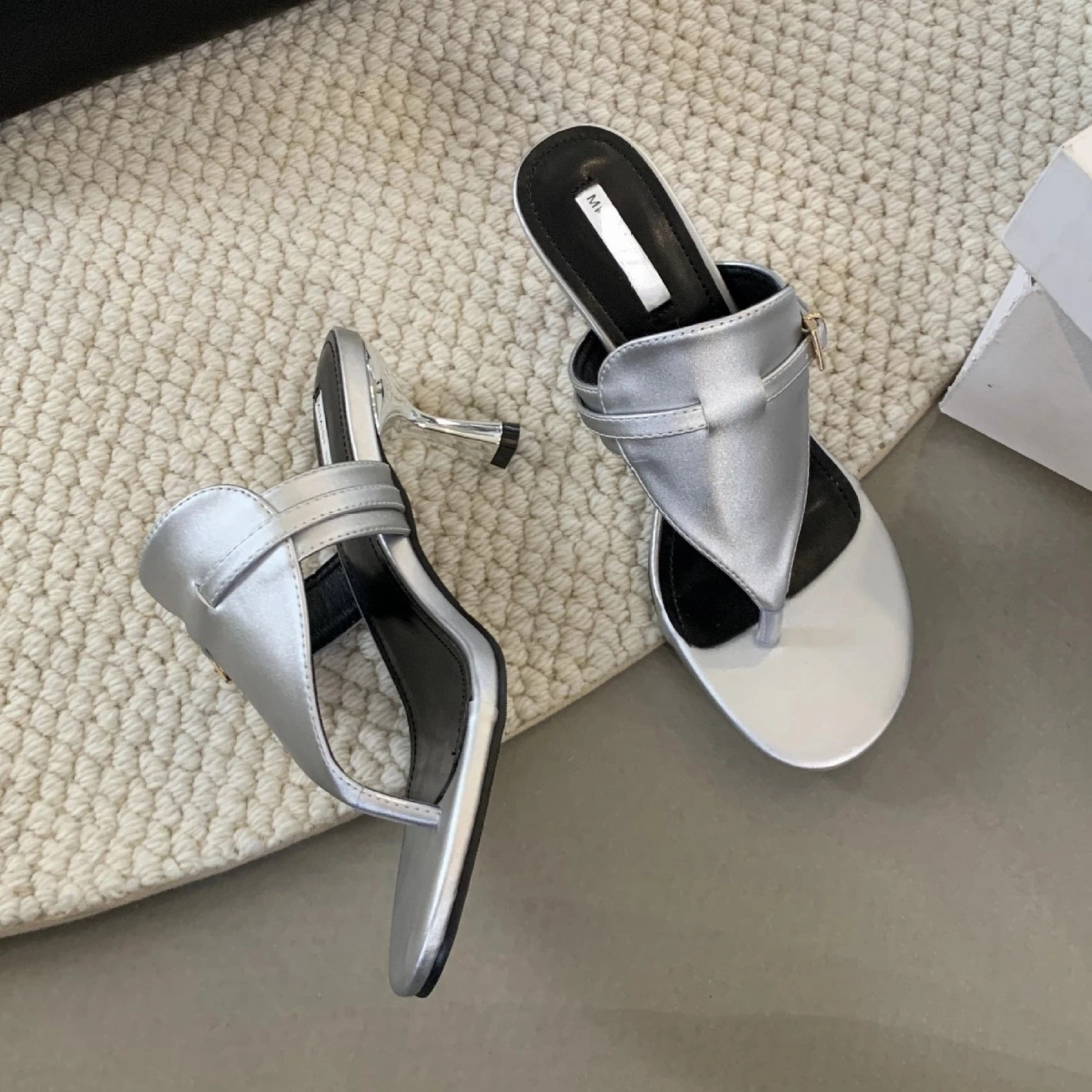 Flip Flops Or Sandals Amozae-Cowboy Heeled Slippers Women Fashion Designer Sandals Female Round Head Open Toe Summer Stiletto Heel Jeans Flip Flops Women