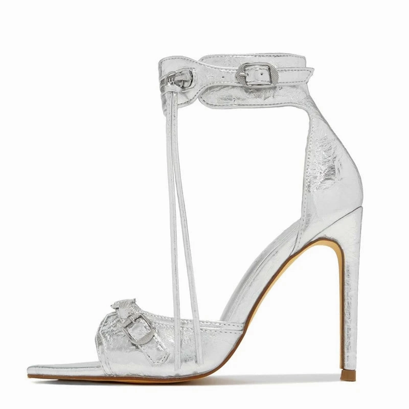 Amozae- Summer Fashion Zip Tassel Women Sandals Metal Rivet Buckle Pointed Open Toe Stripper Heels Wedding Banquet Shoes Stiletto Teva Wedge Sandals