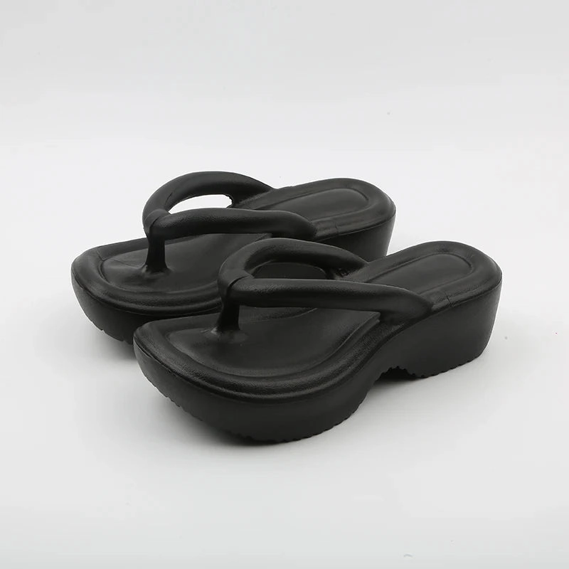 Flip Flops Sizing Chart Amozae-Women's Chunky Platform Wedges Flip Flops 2024 Summer Clip Toe Thick Bottom Beach Sandals Woman Anti Slip Outdoor Slippers