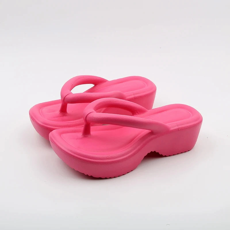 Flip Flops Silver Amozae-Women's Chunky Platform Wedges Flip Flops 2024 Summer Clip Toe Thick Bottom Beach Sandals Woman Anti Slip Outdoor Slippers