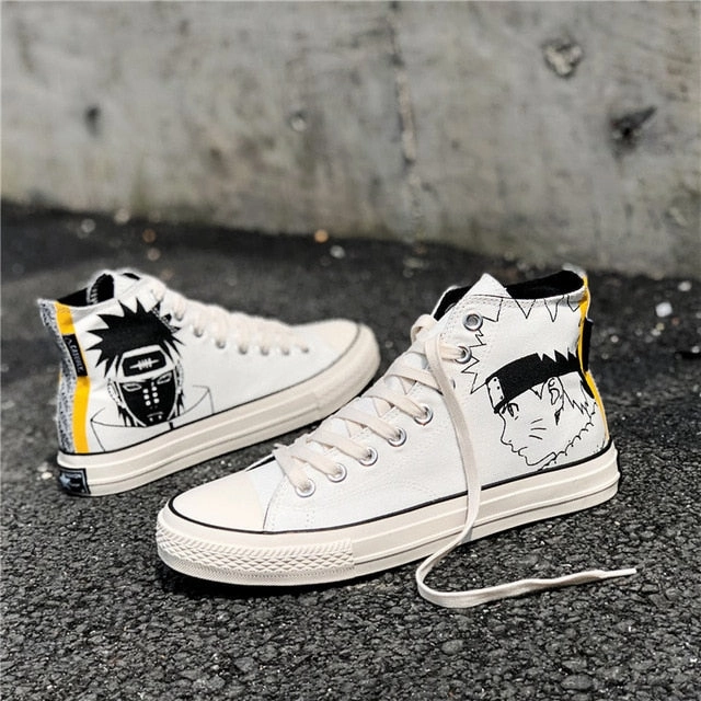 White Shoes Flats Anime Naruto Canvas Shoes Sasuke Men Vulcanized Shoes Kakashi Sneakers Gaara  Madara Pain Cosplay School  Outdoor Travel Shoes
