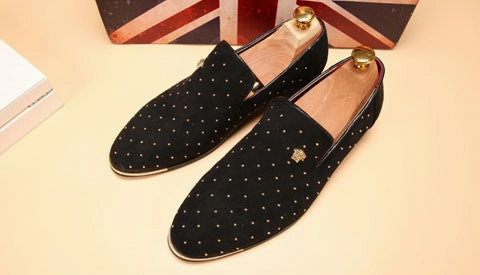 Jelly Shoes Ballet Flats silver gold spike men loafers shoes luxury brand trendy flat footwear studded male patent leather oxford shoes for men