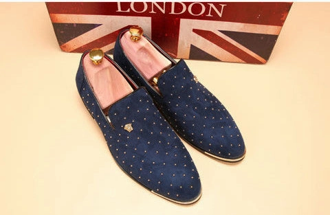 silver gold spike men loafers shoes luxury brand trendy flat footwear studded male patent leather oxford shoes for men Pointed Toe Ballet Flat Shoes