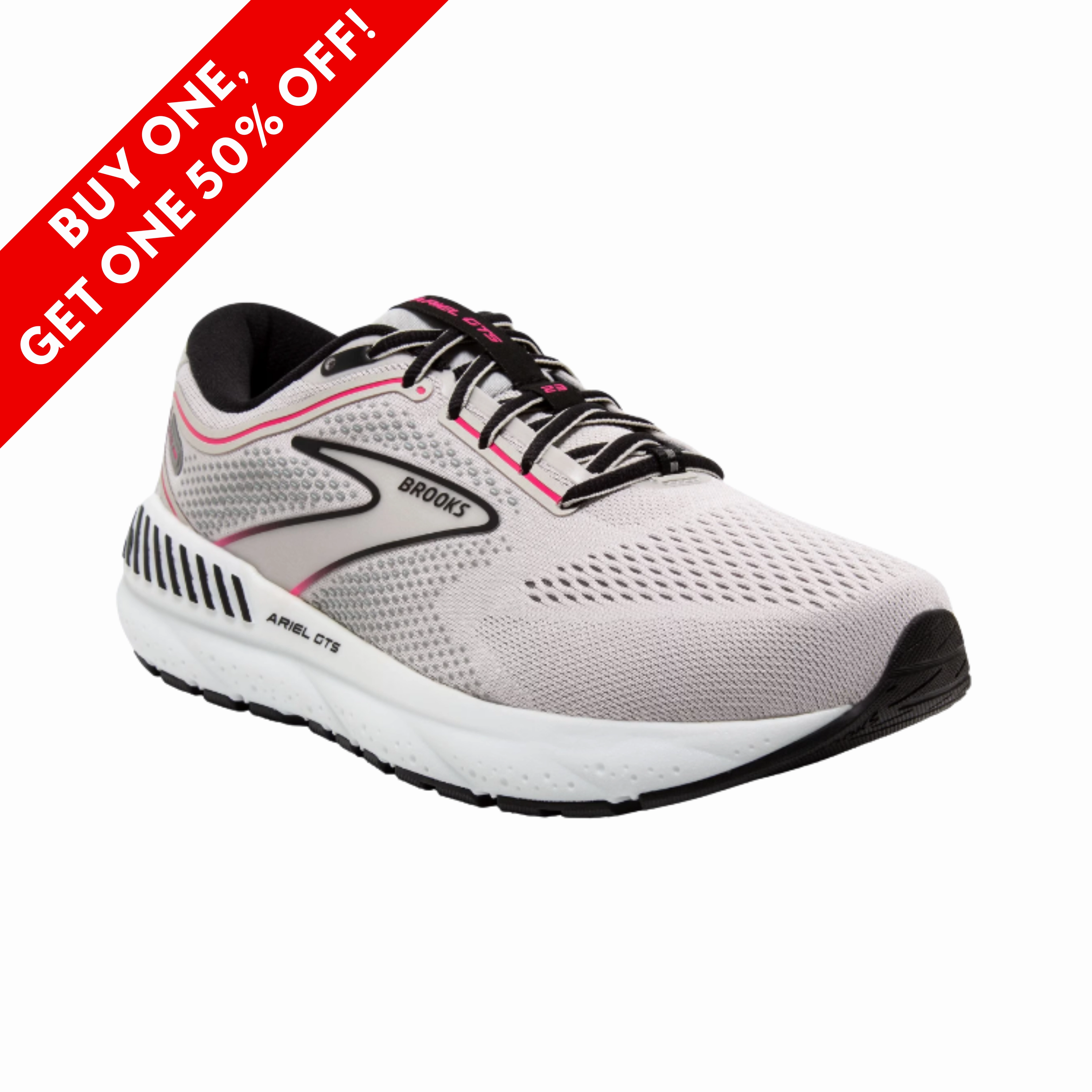 Ariel GTS 23 - Grey/Black/Pink (D Width). Cheap Running Shoe
