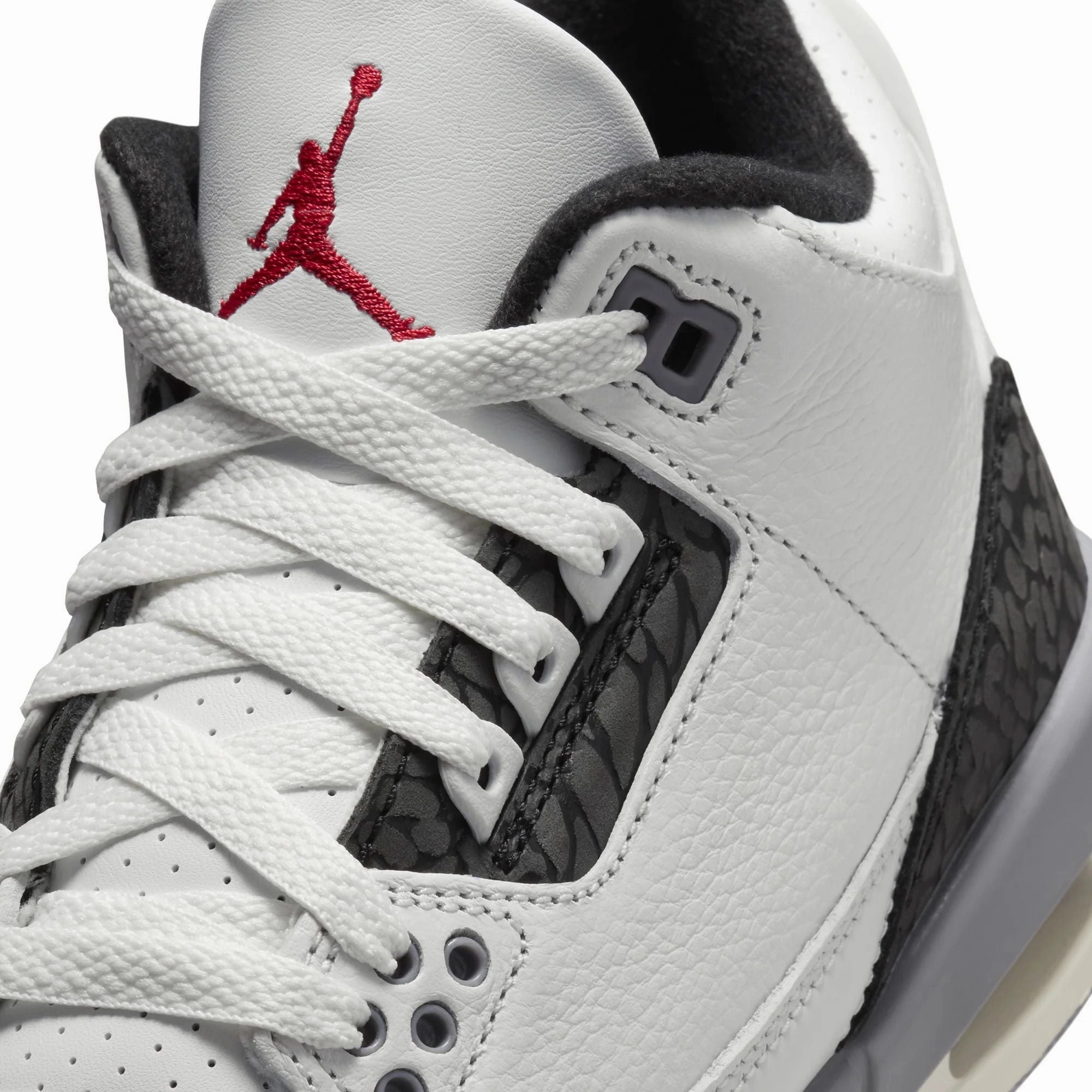 Nike Kids' Air Jordan 3 Retro Shoes - Summit White / Fire Red / Cement Grey / Black Slip On Shoes Asics