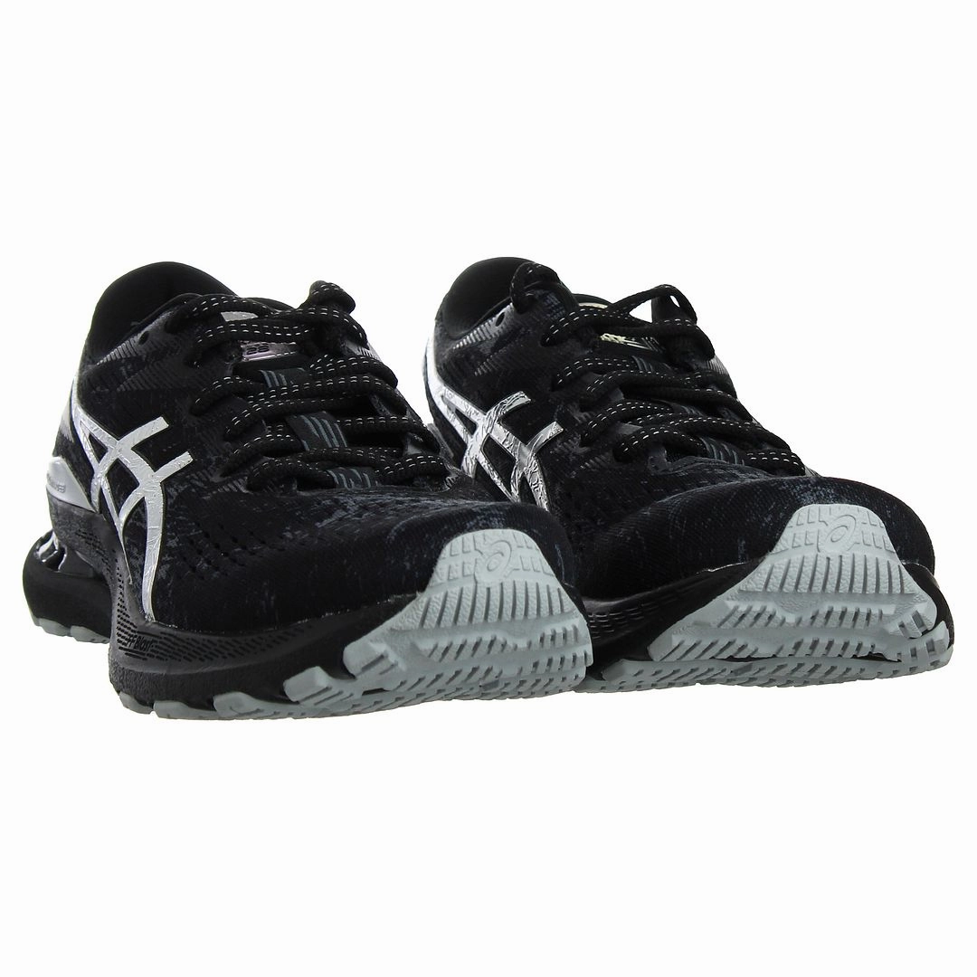 Asics Tennis Shoes Wide Fit Asics Gel-Kayano 28 Platinum Womens Black Running Trainers
