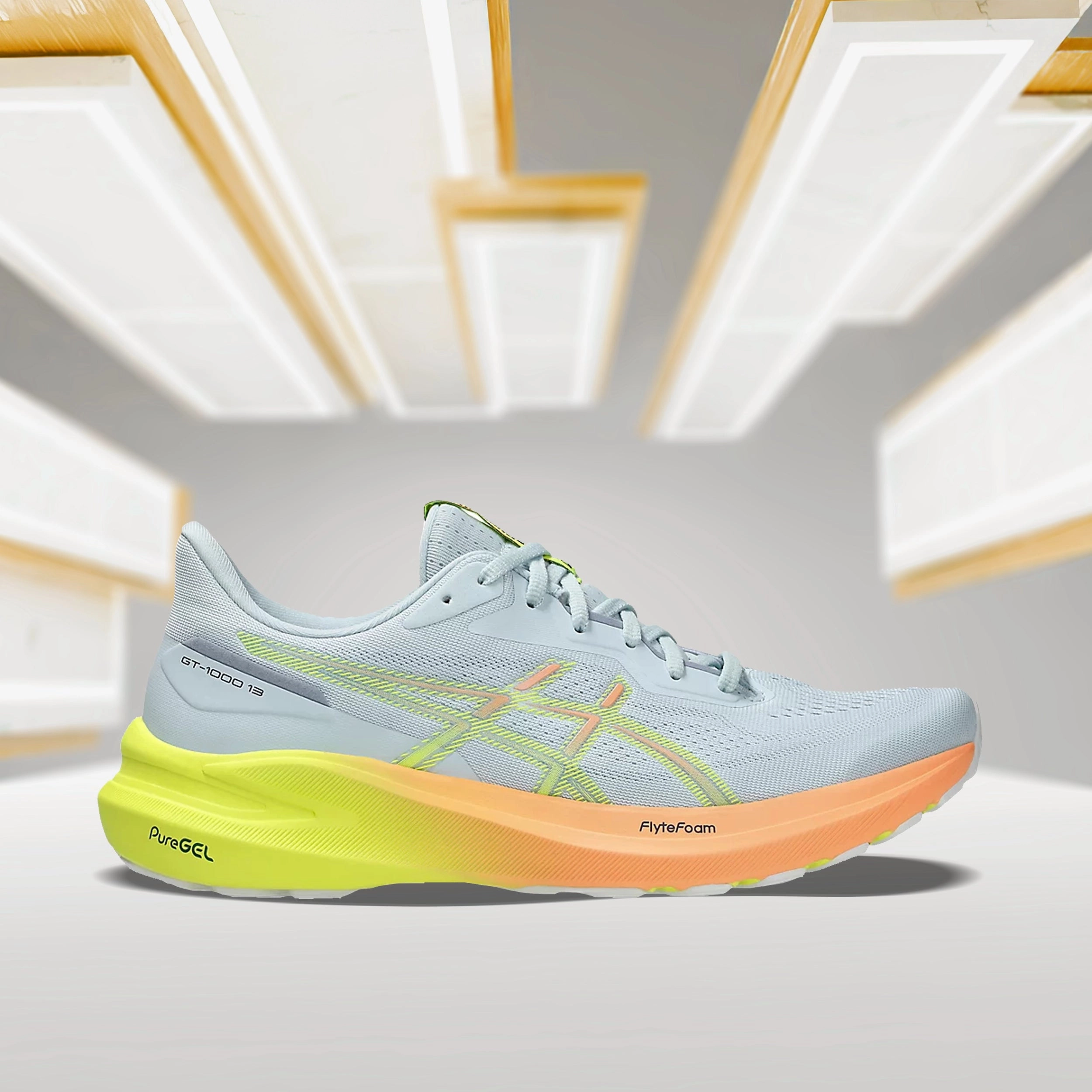 ASICS GT-1000 13 (M) - COOL GRAY/SAFTY YELLOW RUNNING SHOES - 1011B952.750 Asics Stability Shoe