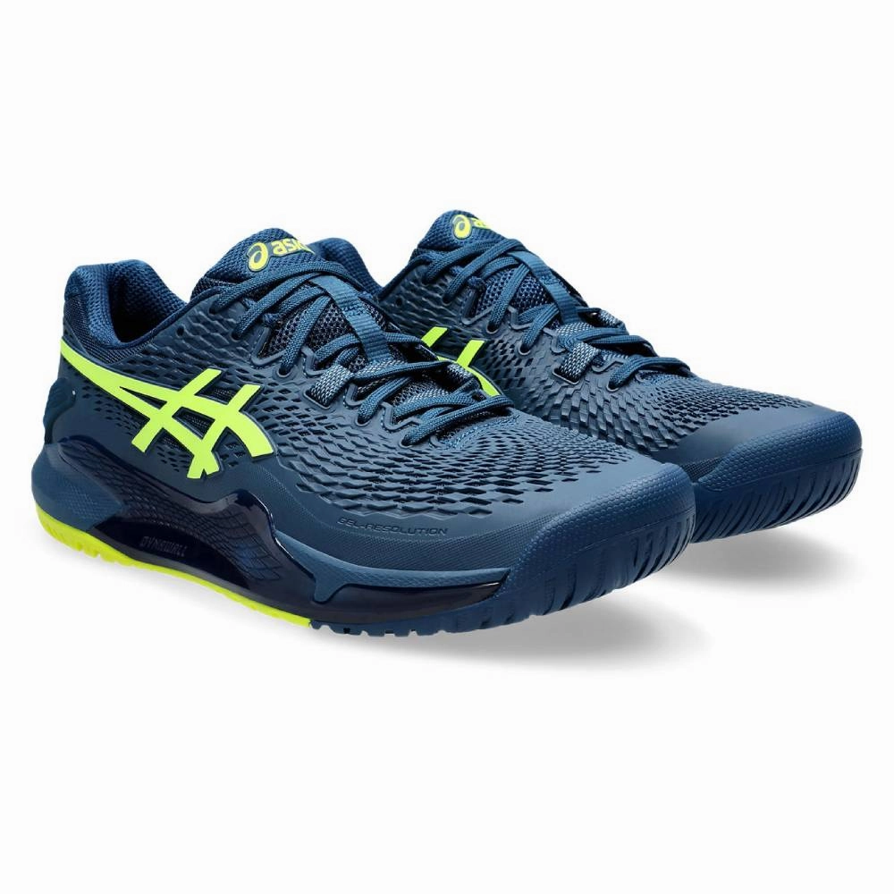 ASICS MEN'S GEL-RESOLUTION 9 - (MAKO BLUE/SAFETY YELLOW) Asics Classic Wrestling Shoes