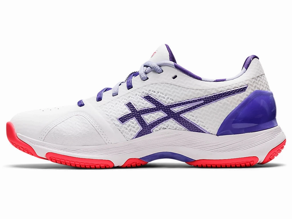 Asics Netburner Super FF Womens White/Gentry Purple Asics Shoes For Supinated Foot