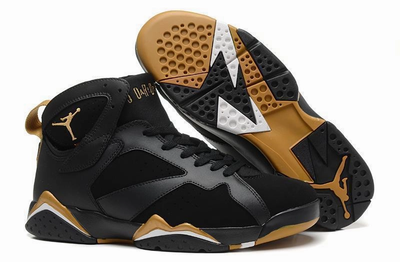 Nike Air Jordan 7 Black Gold Shoes Basketball Men Asics Max Cushion Shoe