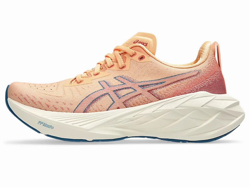 Asics Women's NOVABLAST 4 Running Shoes in Faded Orange/Deep Red Best Running Shoes For Heavy Runners With Bad Knees